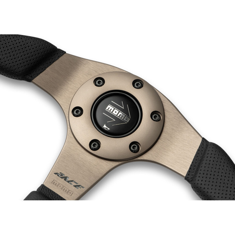 Momo Race 2.0 Steering Wheel (40 mm Dish), Black Leather, Anthracite Spokes - 32 cm