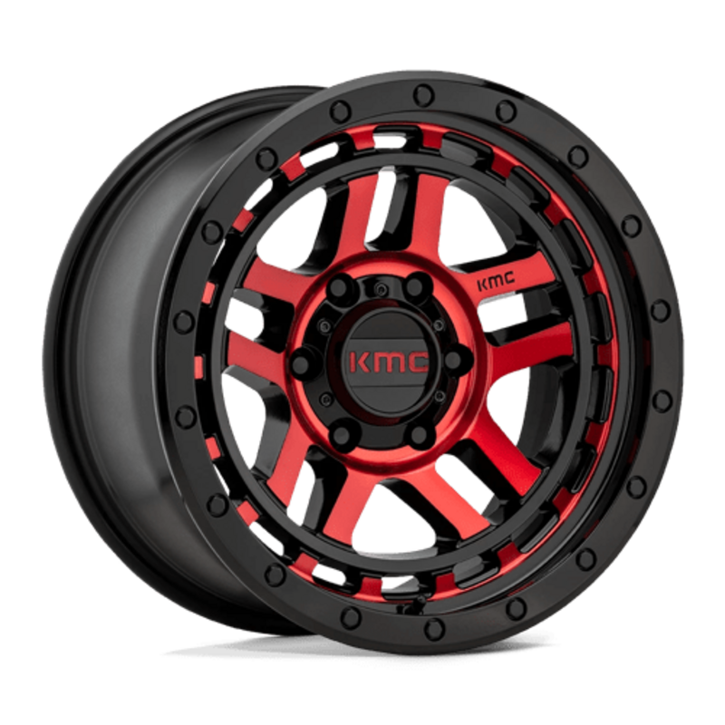 KMC KM540 Recon 17x8.5" 6x139.7 ET18, Gloss Black Machined, Red Tint