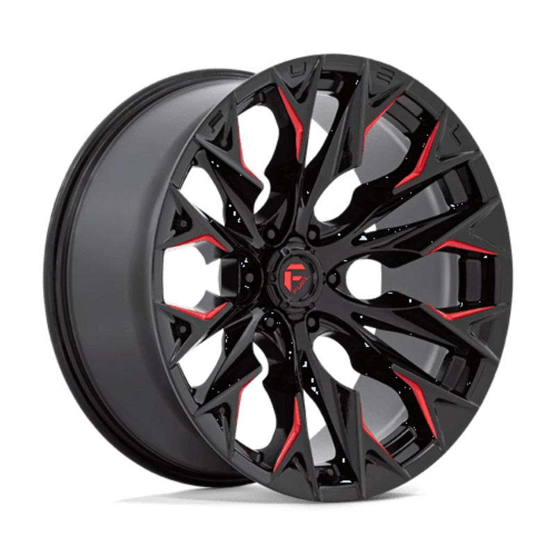 Fuel D823 Flame 22x10" 6x139.7 ET-18, Gloss Black Milled, Candy Red