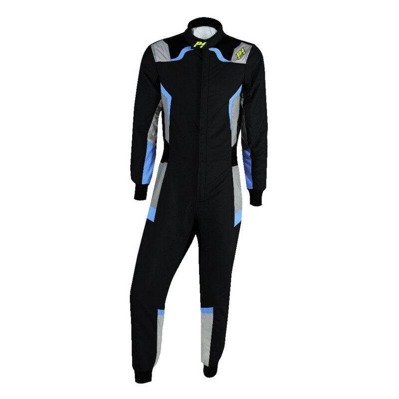 P1 Pro-R Suit, Black & Neon Blue (FIA 8856-2018)