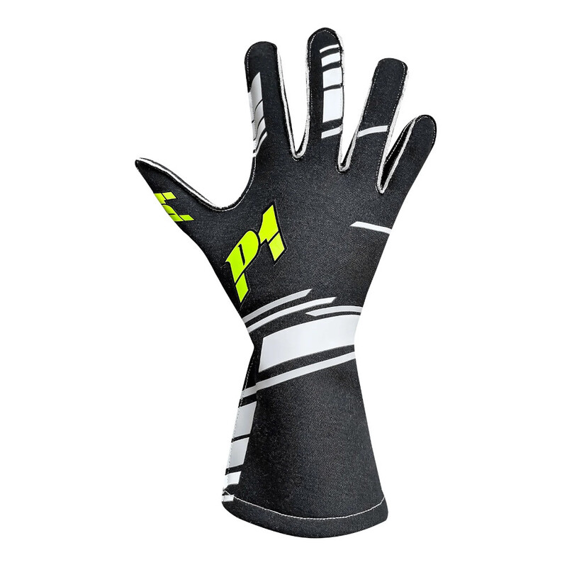 P1 Speed Gloves, Black & White (FIA 8856-2018)