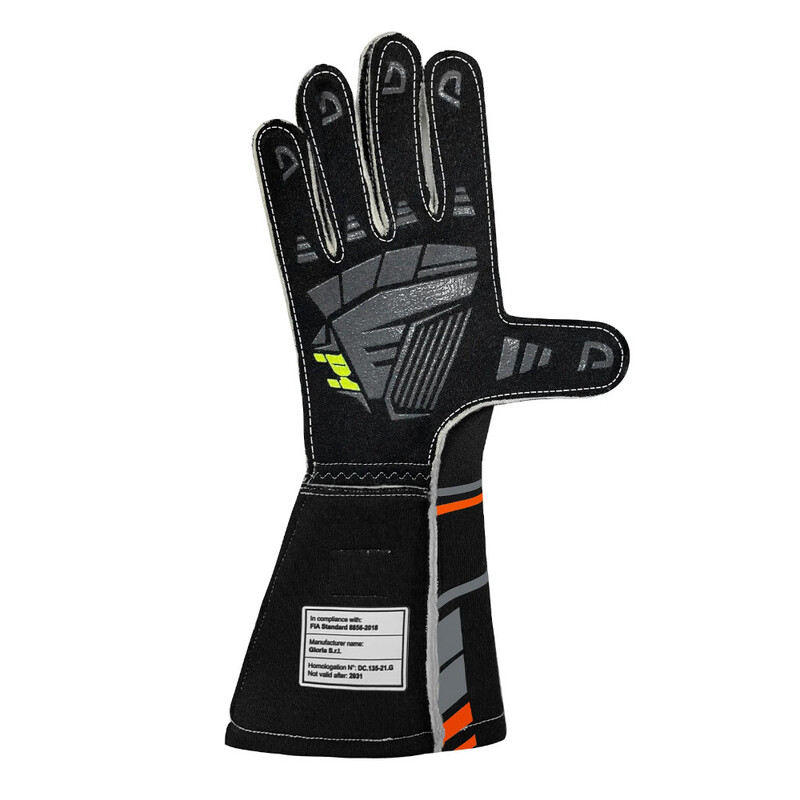 P1 Speed Gloves, Black & Orange (FIA 8856-2018)