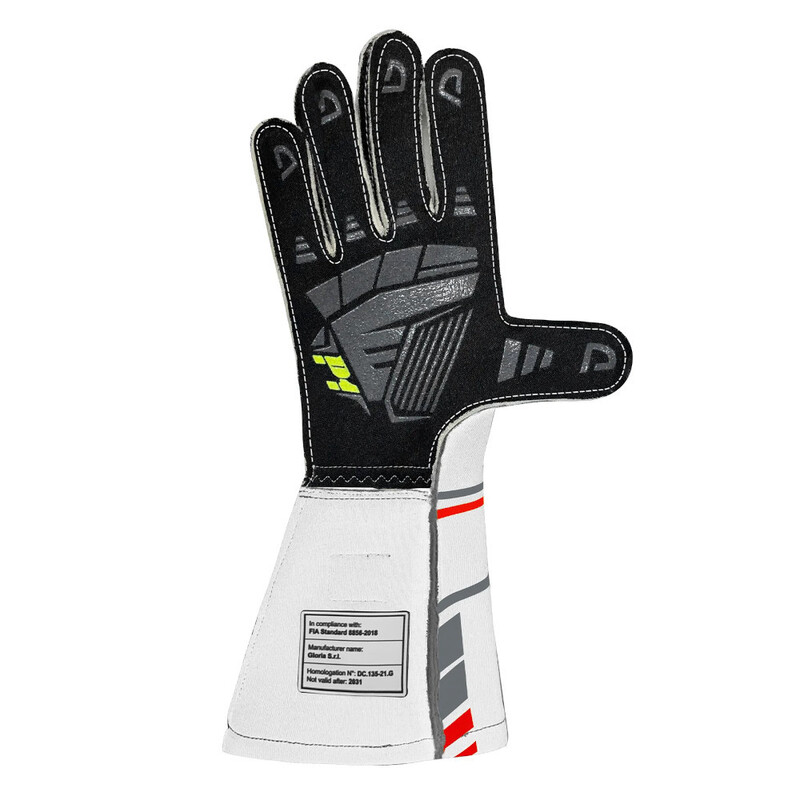 P1 Speed Gloves, White & Red (FIA 8856-2018)