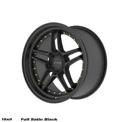 Ström DS-05 18x9" 5x114.3 ET33, Full Satin Black, Gold Rivets