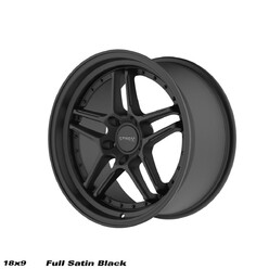 Ström DS-05 18x9" 5x120 ET30, Full Satin Black, Black Rivets